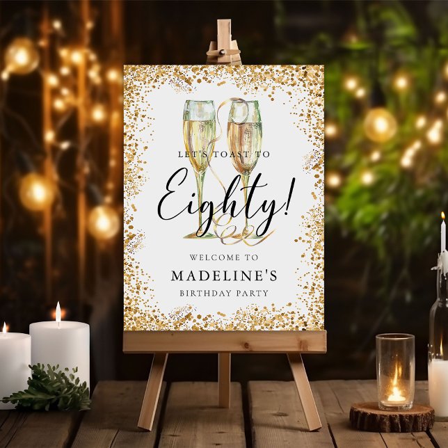 Elegant Gold 80th Birthday Welcome Foam Board (Creator Uploaded)