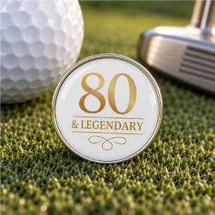 Elegant Gold 80th & Legendary Birthday Golf Ball Marker