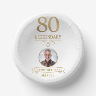 Elegant Gold 80th & Legendary Birthday Paper Bowls