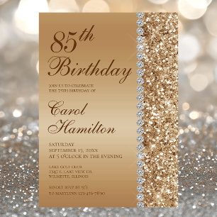 Elegant Gold 85th Photo Birthday Invitation