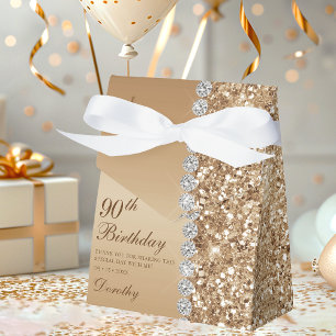 Elegant Gold 90th Birthday Favor Boxes