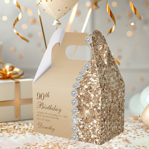 Elegant Gold 90th Birthday Favor Boxes