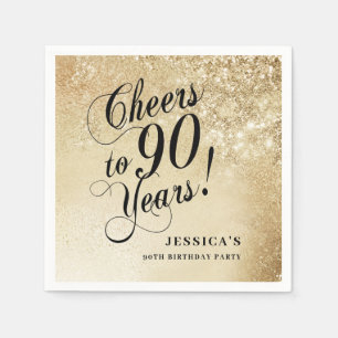 Elegant Gold 90th Birthday Napkins