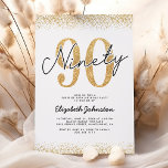 Elegant Gold 90th Birthday Party Invitation<br><div class="desc">Step into the new era of opulence with our elegant 90th birthday party invitations. Exuding sophistication through a classic white background, our invitations feature glamorous gold glitter edges. They are not just visually stunning, but also come with a modern birthday celebration template that can be effortlessly personalized to match your...</div>