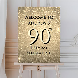 Elegant Gold 90th Birthday Welcome Foam Boards