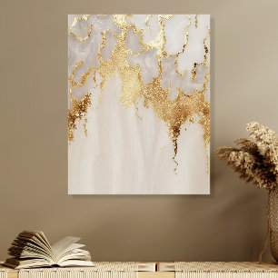 Elegant Gold Abstract Acrylic Wall Art Tile