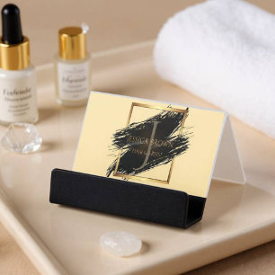 Elegant Gold Abstract Art Modern Acrylic Design Desk Business Card Holder