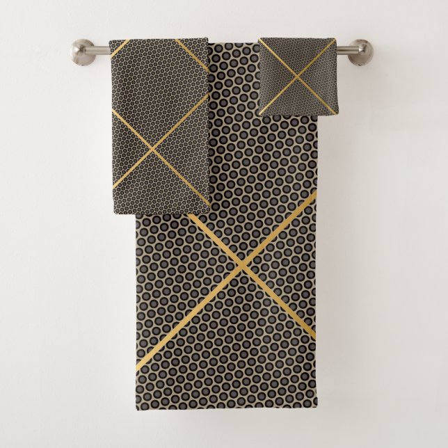 ELEGANT GOLD ABSTRACT  BATH TOWEL SET (Insitu)