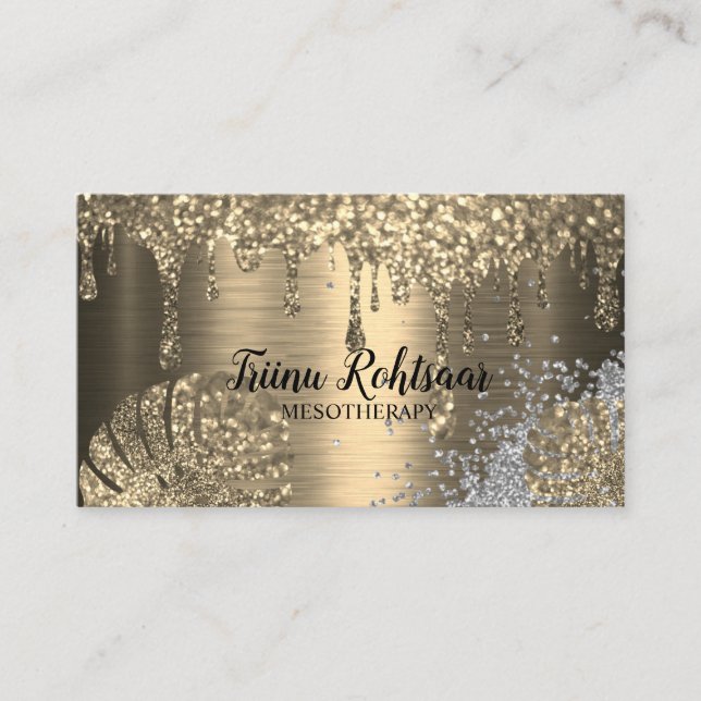 Elegant Gold Abstract Bokeh Glitter Shining Business Card (Front)