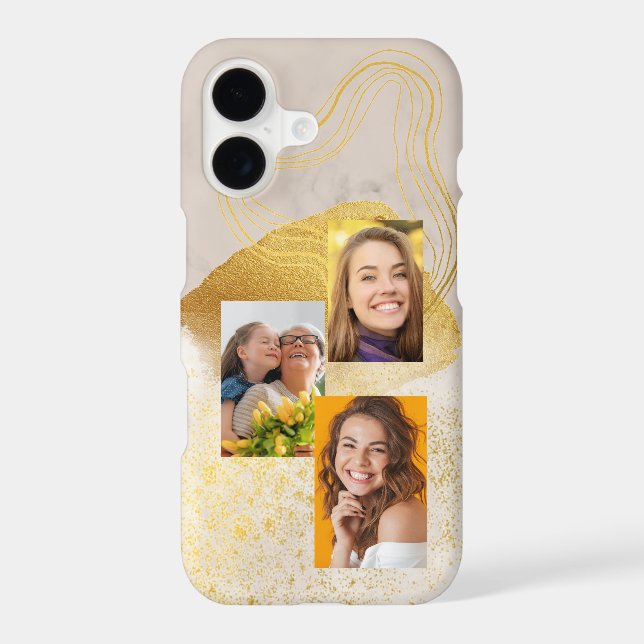 Elegant Gold Abstract Marble Personalized Photo Case-Mate iPhone Case (Back)
