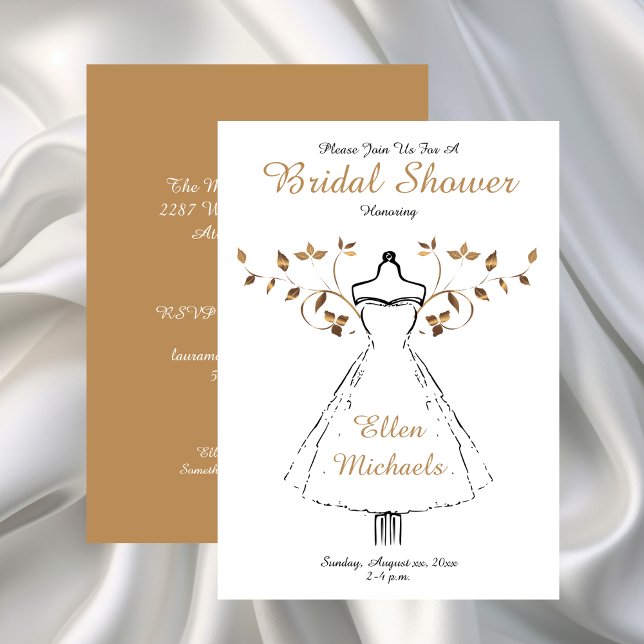 Elegant Gold Accent Bridal Shower Invitation (Elegant Gold Accent Bridal Shower Invitation)
