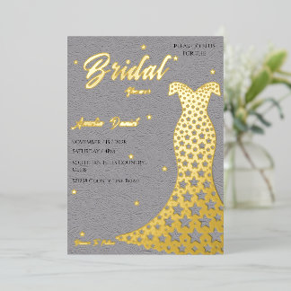 Elegant Gold AccentBridal Shower Dress Foil Invitation