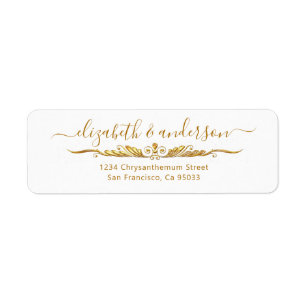 Elegant Gold Address Golden Glamour Return Address Label