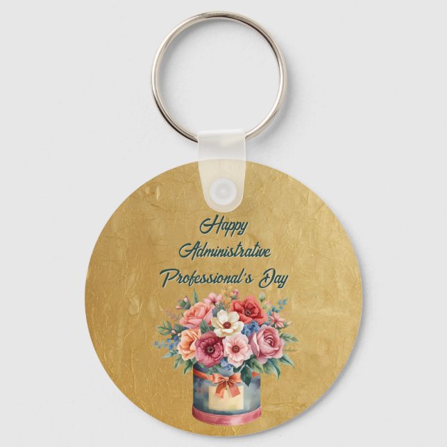 Elegant Gold Administrative Professionals Day Keychain (Front)