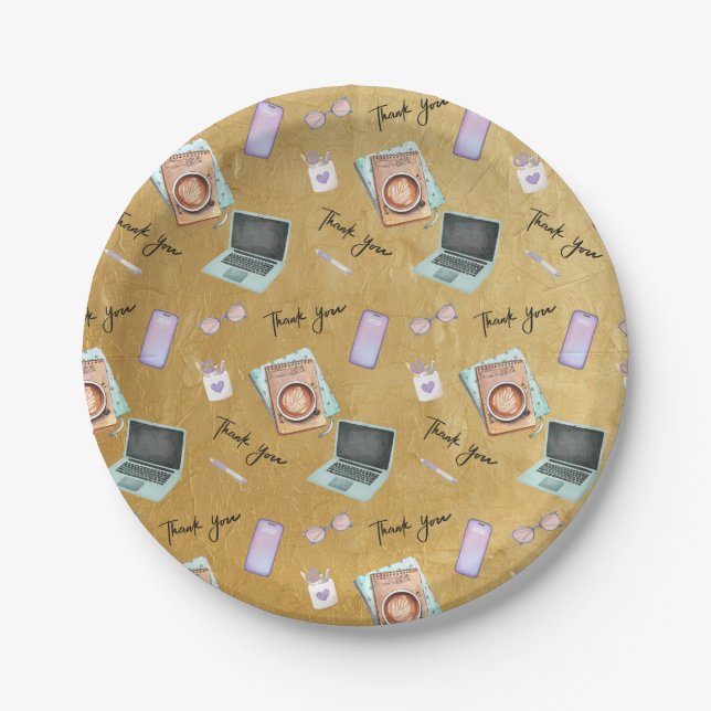 Elegant Gold Administrative Professionals Day Paper Plates (Front)
