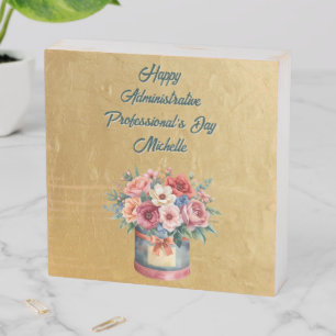 Elegant Gold Administrative Professionals Day Wooden Box Sign