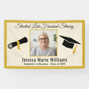 Elegant Gold Adult Graduation 2025 Quote Photo Banner