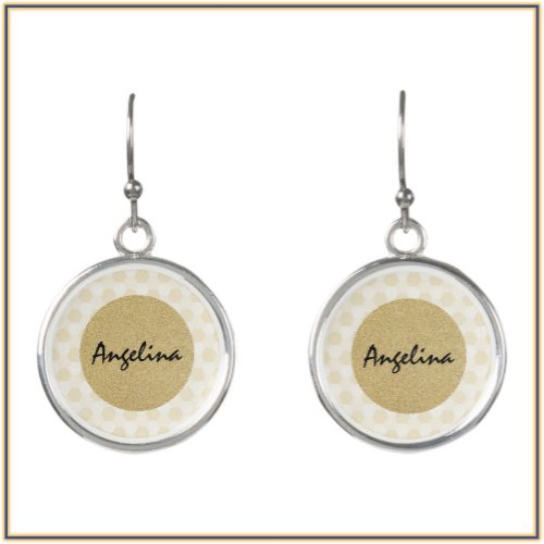 Elegant Gold and Beige Glitter  Earrings