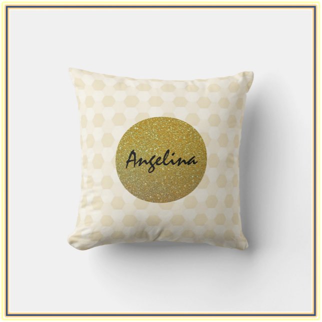 Elegant Gold and Beige Glitter Throw Pillow (Creator Uploaded)
