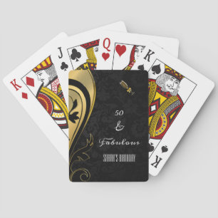 Elegant Gold and Black 50 and Fabulous Birthday Poker Cards