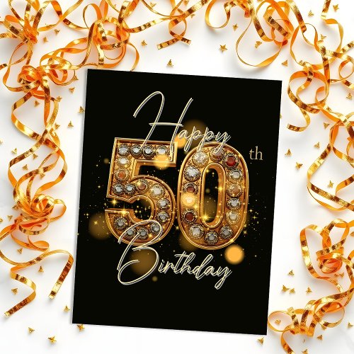 Elegant Gold and Black 50th Birthday Celebration