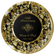 Elegant Gold And Black 50th Wedding Anniversary Dinner Plate at Zazzle