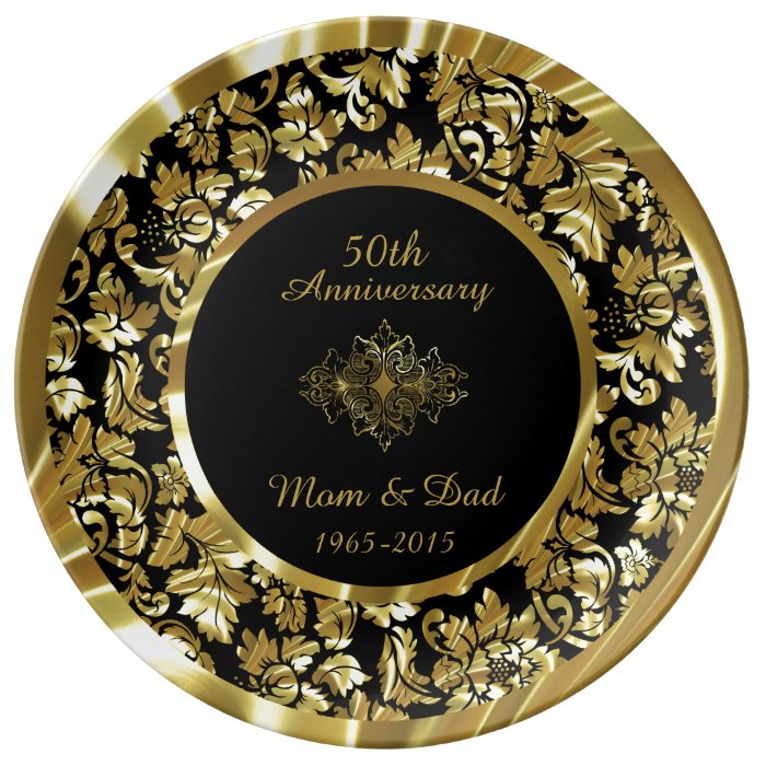 Elegant Gold And Black 50th Wedding Anniversary Dinner Plate Zazzle