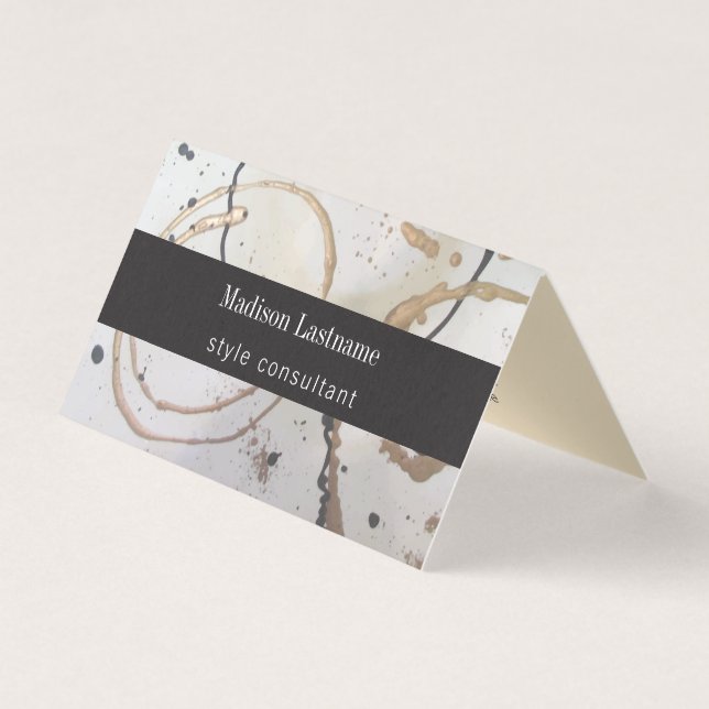Elegant Gold and Black Abstract Business Card (Front)