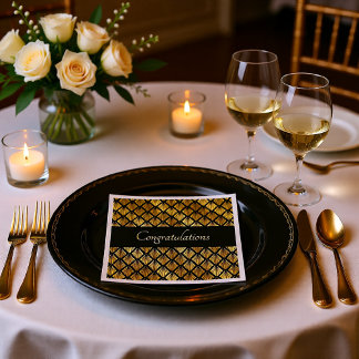 Elegant Gold and Black Art Deco Geometric Fans  Napkins