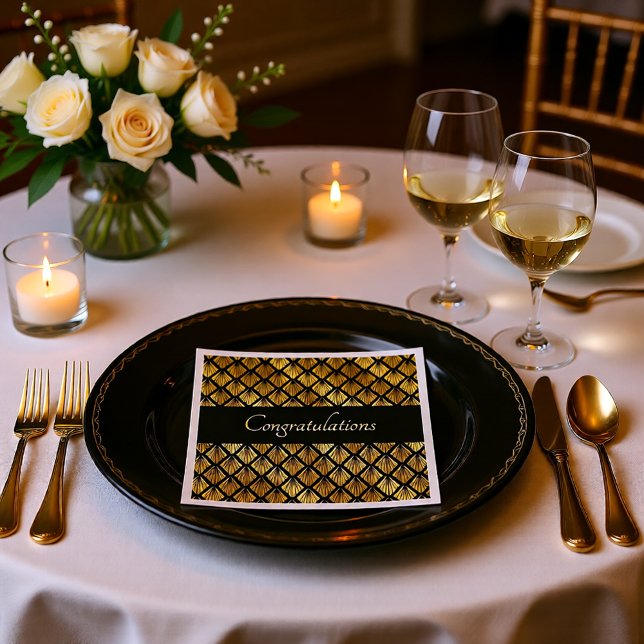 Elegant Gold and Black Art Deco Geometric Fans  Napkins (Creator Uploaded)
