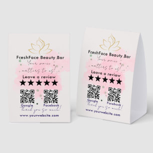 Elegant gold and black beauty salon paper table tent