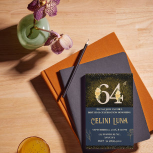 Elegant Gold and Black Birthday Invitations for Ag
