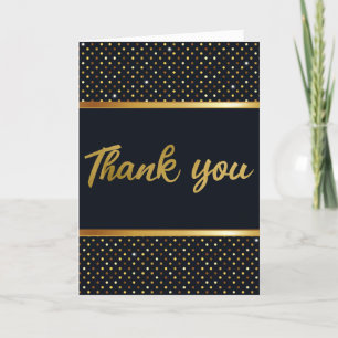 Elegant Gold And Black Birthday Thank You Card