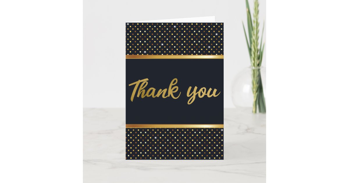 Elegant Gold And Black Birthday Thank You Card | Zazzle
