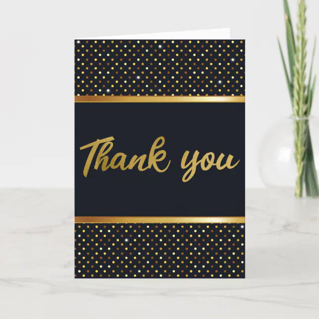 Elegant Gold And Black Birthday Thank You Card | Zazzle