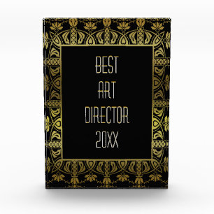 Elegant gold and black border customizable award