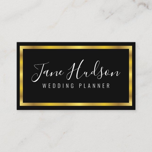 Elegant Gold and Black Business Card 3.5X2.0 (Front)