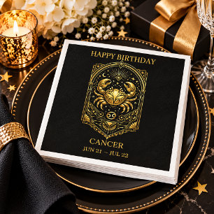 Elegant Gold and Black Cancer Zodiac Sign   Napkins