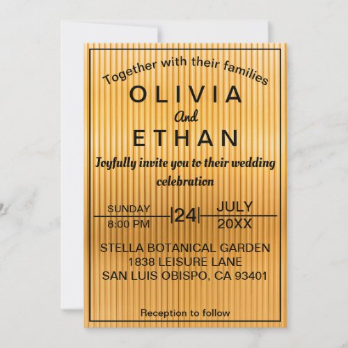 Elegant gold and black chic Wedding Invitation
