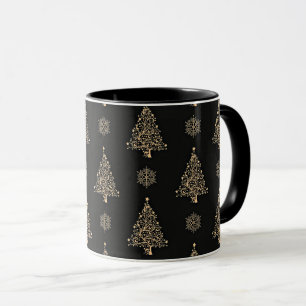 Elegant gold and black Christmas pattern Mug