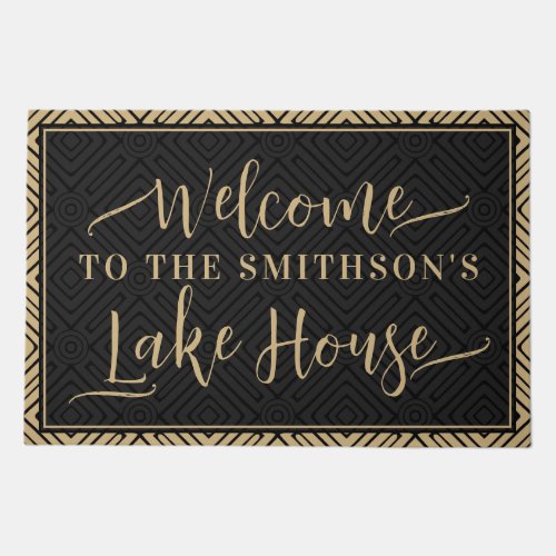   Elegant Gold and Black Classy Welcome Lake House Doormat