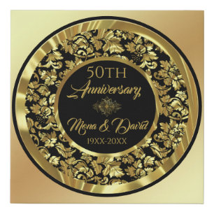 Elegant Gold And Black Damask Faux Canvas Print