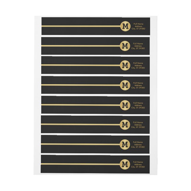 Elegant Gold and Black Design Wrap Around Label (Sheet)