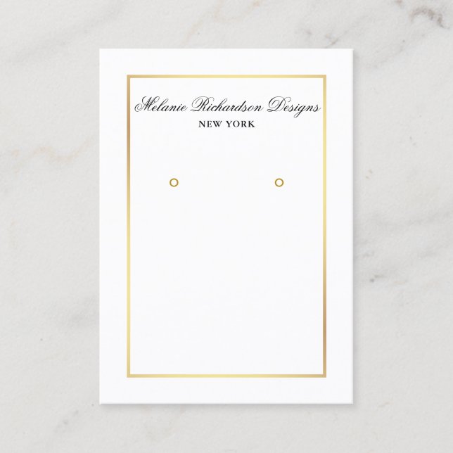 Elegant Gold and Black Earring Display Card (Front)