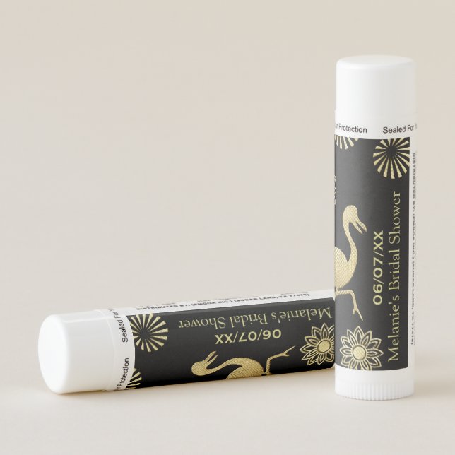 Elegant Gold and Black Flamingo Bridal Shower  Lip Balm (Rotated Right)