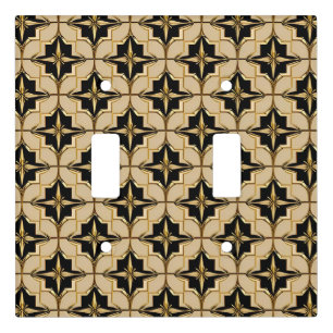 Elegant Gold and Black Geometric Pattern Light Switch Cover