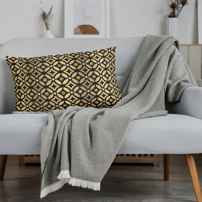 Elegant Gold And Black Geometric Pattern  Pillow Case (Creator Uploaded)