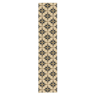 Elegant Gold and Black Geometric Pattern Short Table Runner