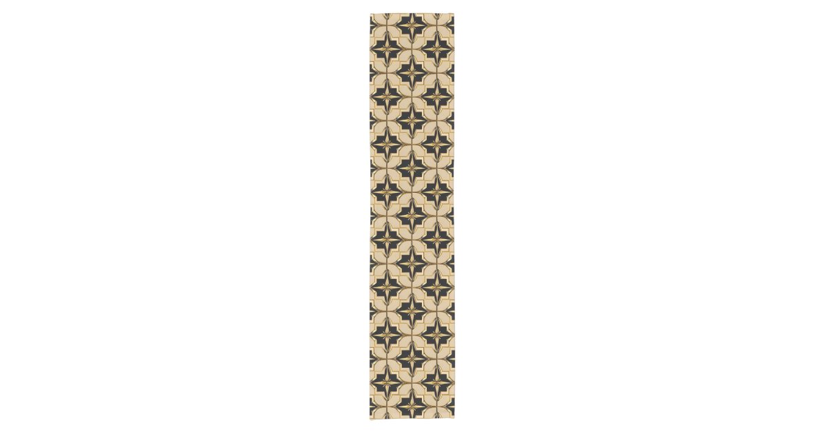 Elegant Gold and Black Geometric Pattern Short Table Runner | Zazzle