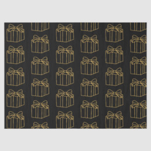 Elegant Gold and Black Gift Box Pattern Holiday Tissue Paper